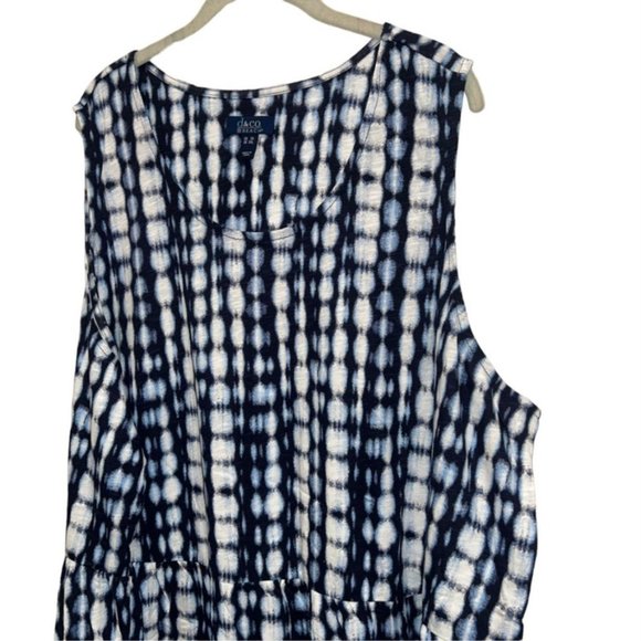 d & co Beach PLUS NEW Indigo blue Shibori tie dye maxi dress 3X 58 bust … - Picture 3 of 4